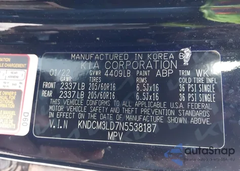 2022 Kia Niro Plug-In Hybrid Lxs from USA, damaged, VIN KNDCM3LD7N5538187